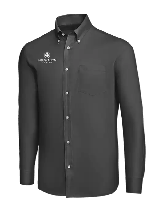 Brooks Brothers Dark Grey Wrinkle-Free Stretch Nailhead Shirt w/Integration Health Logo