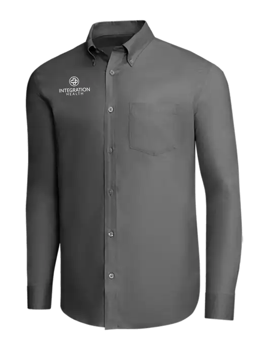 Brooks Brothers Dark Grey Wrinkle-Free Stretch Pinpoint Shirt w/Integration Health Logo