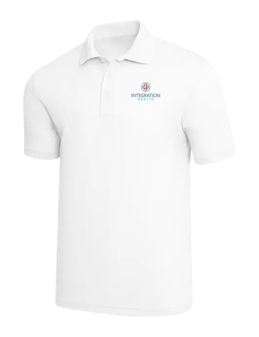 White PosiCharge RacerMesh Polo w/Integration Health Logo