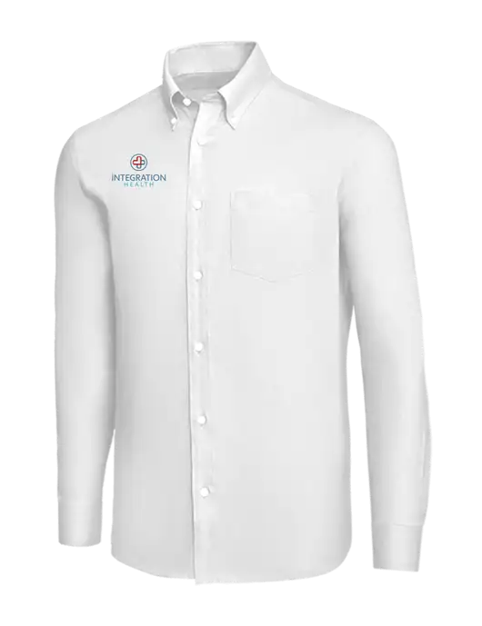 Brooks Brothers White Wrinkle-Free Stretch Nailhead Shirt w/Integration Health Logo