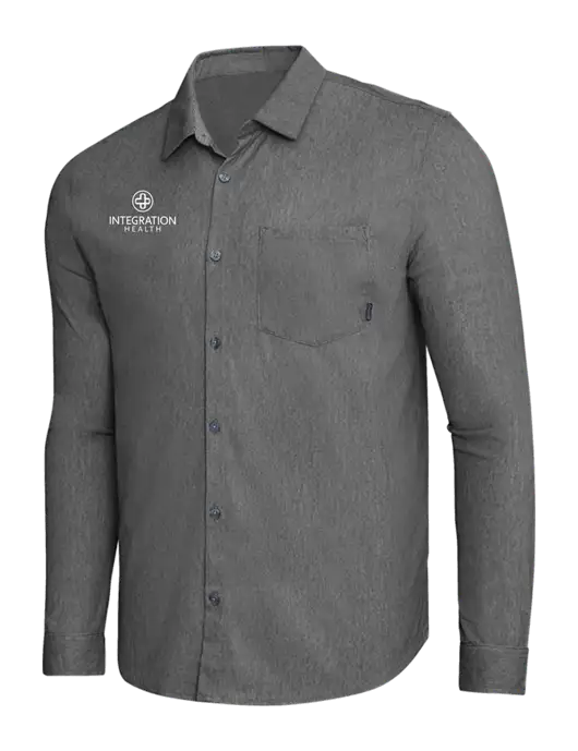 OGIO Dark Grey Heather Extend Long Sleeve Button Up Shirt w/Integration Health Logo