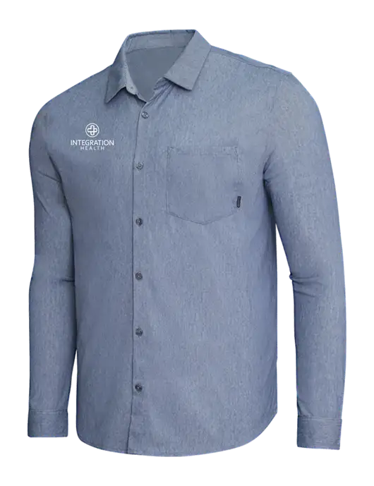 OGIO Slate Blue Heather Extend Long Sleeve Button Up Shirt w/Integration Health Logo