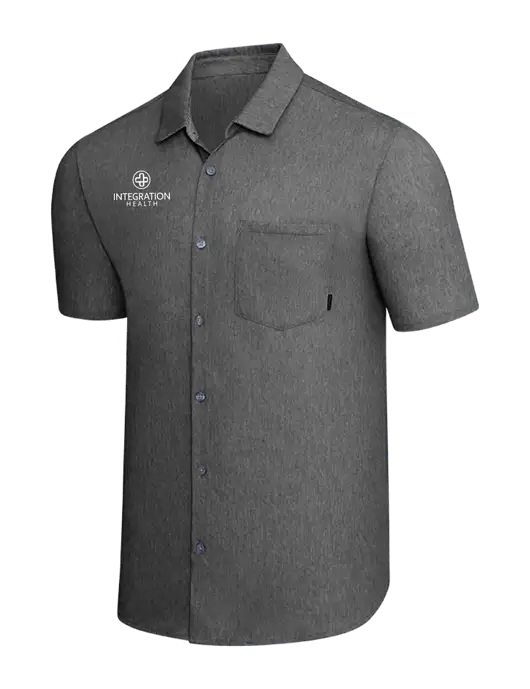 OGIO Dark Grey Heather Extend Short Sleeve Button Up Shirt w/Integration Health Logo