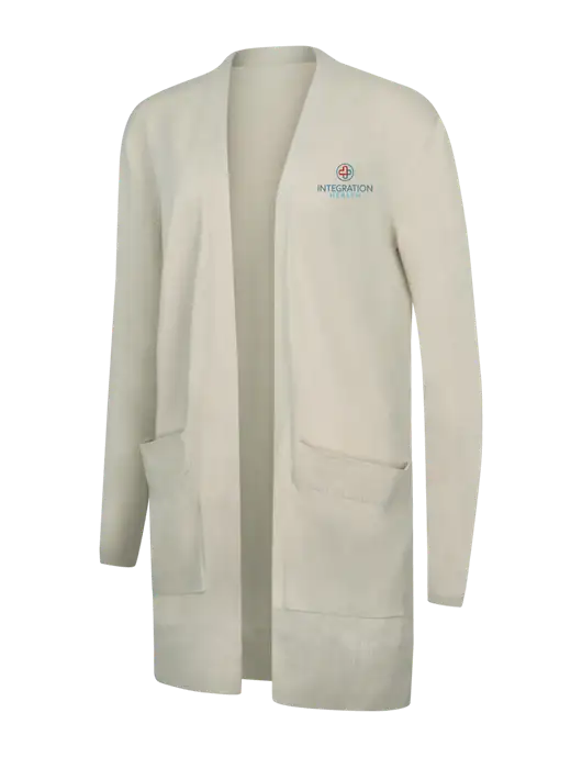 Mercer+Mettle Womens Ivory Open Front Cardigan Sweater w/Integration Health Logo