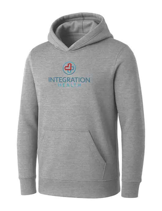 Womens Light Grey Heather Core Fleece Pullover Hooded Sweatshirt w/Integration Health Logo