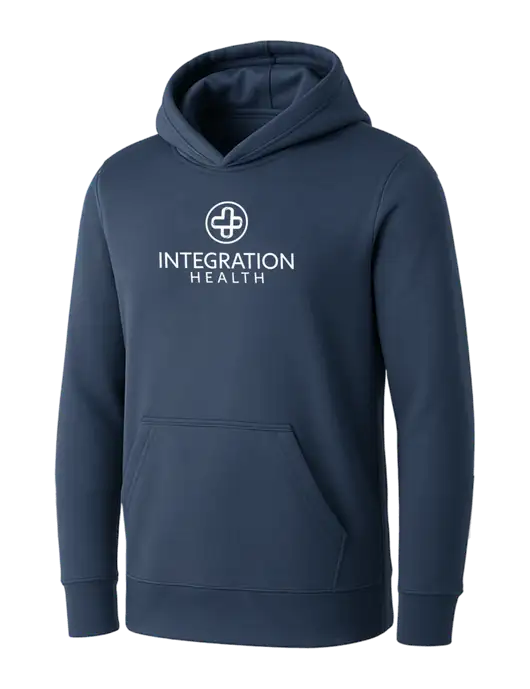 Womens Navy Core Fleece Pullover Hooded Sweatshirt w/Integration Health Logo