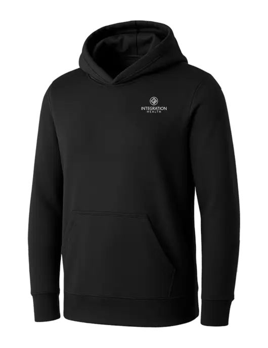 Womens Black Core Fleece Pullover Hooded Sweatshirt w/Integration Health Logo