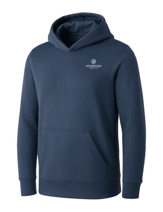 Womens Navy Core Fleece Pullover Hooded Sweatshirt w/Integration Health Logo