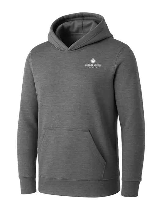 Womens Medium Grey Heather Core Fleece Pullover Hooded Sweatshirt w/Integration Health Logo