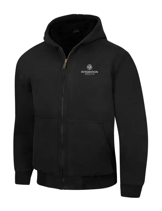 CornerStone Black Washed Duck Cloth Insulated Hooded Work Jacket w/Integration Health Logo