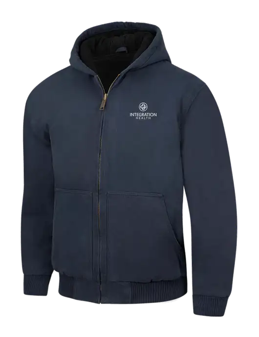 CornerStone Navy Washed Duck Cloth Insulated Hooded Work Jacket w/Integration Health Logo