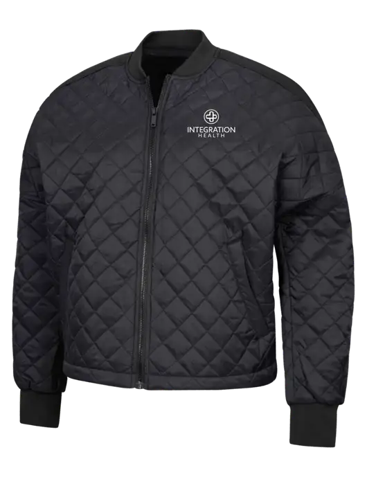 Mercer+Mettle Black Womens Boxy Quilted Jacket w/Integration Health Logo