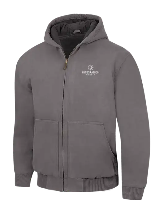 CornerStone Medium Grey Washed Duck Cloth Insulated Hooded Work Jacket w/Integration Health Logo