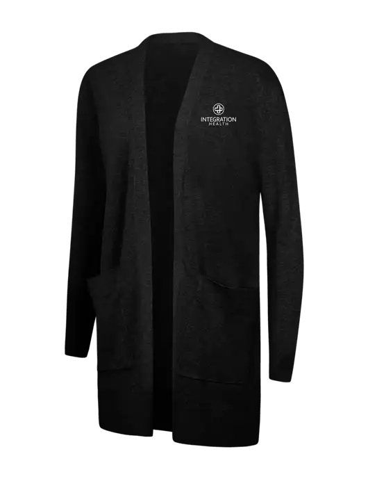 Mercer+Mettle Womens Black Open Front Cardigan Sweater w/Integration Health Logo