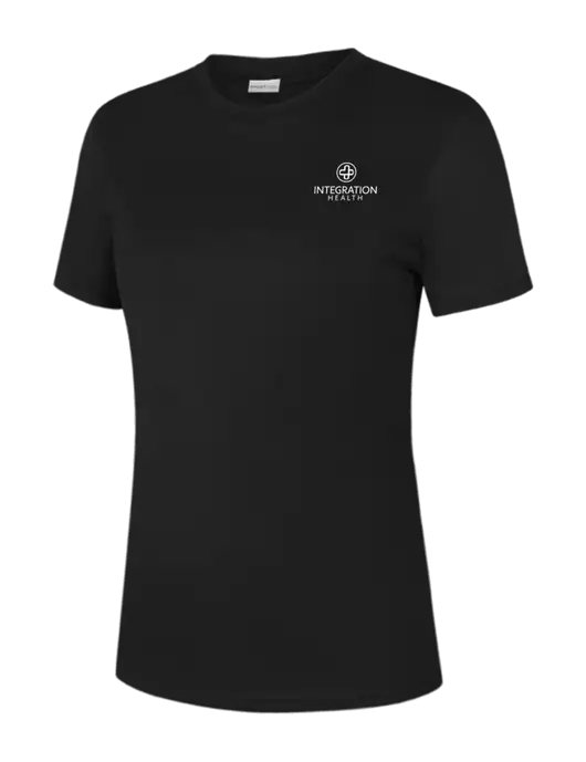  Womens Black PosiCharge Competitor Tee w/Integration Health Logo