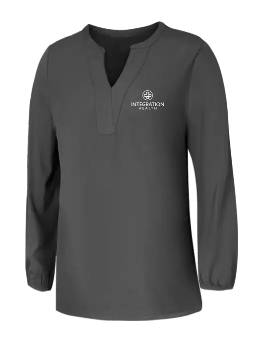 Mercer+Mettle Womens Dark Grey Stretch Crepe 3/4 Sleeve Blouse w/Integration Health Logo