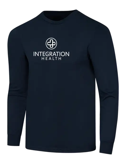 Simply Soft Long Sleeve Navy 4.5 oz, Poly/Combed Ring Spun Cotton T-Shirt w/Integration Health Logo