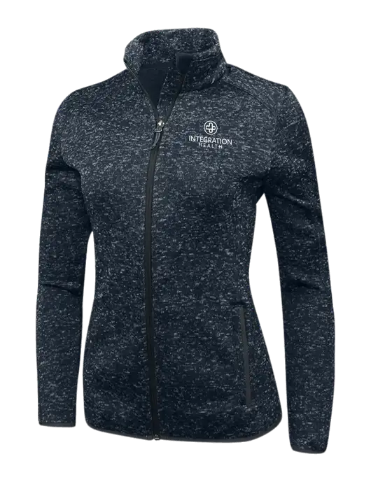 Navy Heather Womens Sweater Fleece Jacket w/Integration Health Logo