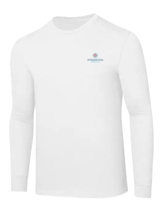 Core Blend White Long Sleeve Tee w/Integration Health Logo