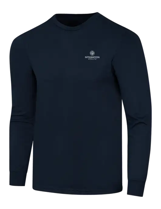 Simply Soft Long Sleeve Navy 4.5 oz, Poly/Combed Ring Spun Cotton T-Shirt w/Integration Health Logo