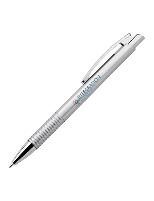 Malay Silver Ballpoint Pen - Blue Ink w/Integration Health Logo