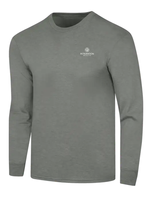 Simply Soft Long Sleeve Heathered Charcoal 4.5 oz, Poly/Combed Ring Spun Cotton T-Shirt w/Integration Health Logo
