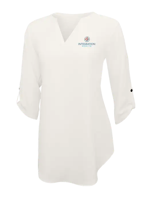 Ivory Womens 3/4 Sleeve Tunic Blouse w/Integration Health Logo