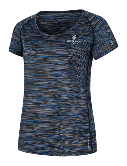OGIO Womens Black/Royal Space Dye Verge Scoop Neck w/Integration Health Logo