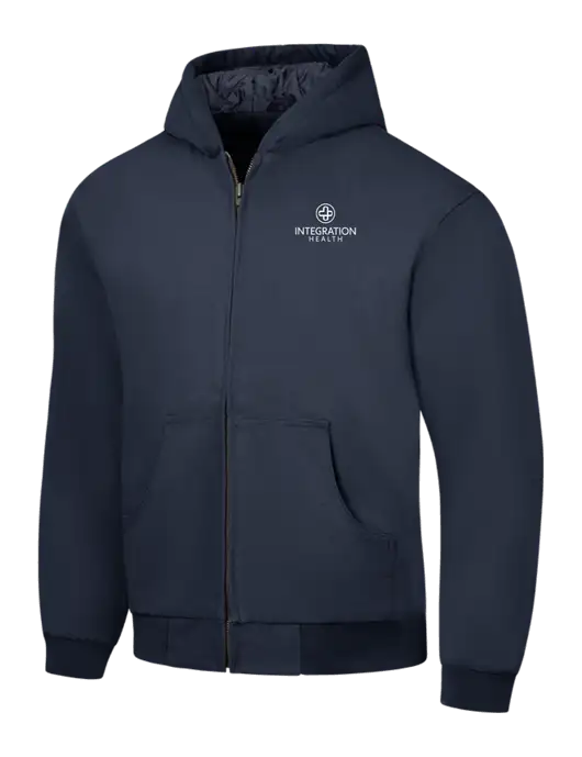 CornerStone Navy Duck Cloth Hooded Work Jacket w/Integration Health Logo