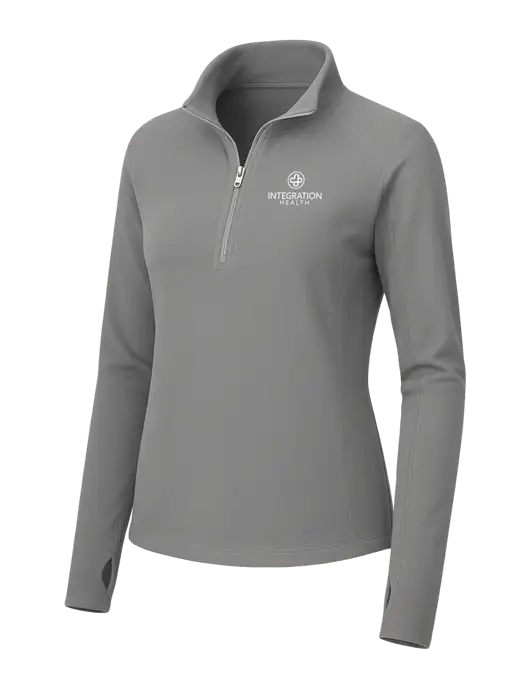 Womens Medium Grey Microfleece 1/2 Zip Pullover w/Integration Health Logo