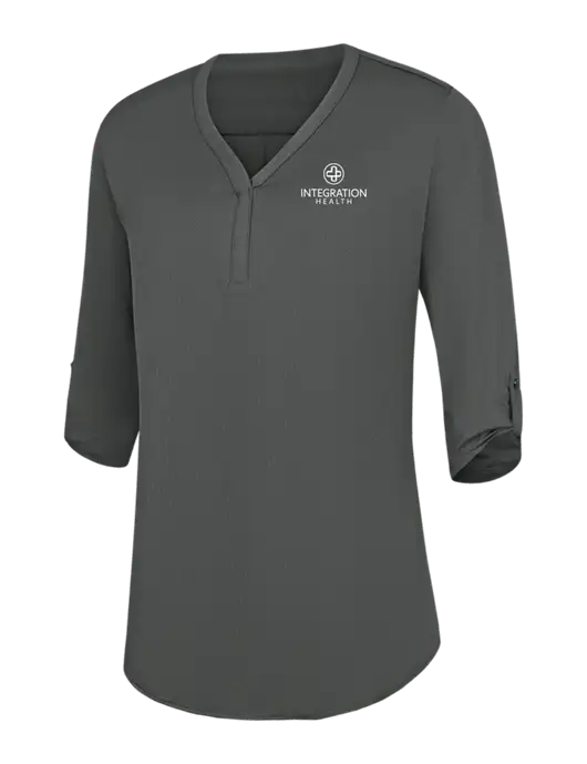 Womens Dark Grey City Stretch 3/4-Sleeve Tunic w/Integration Health Logo