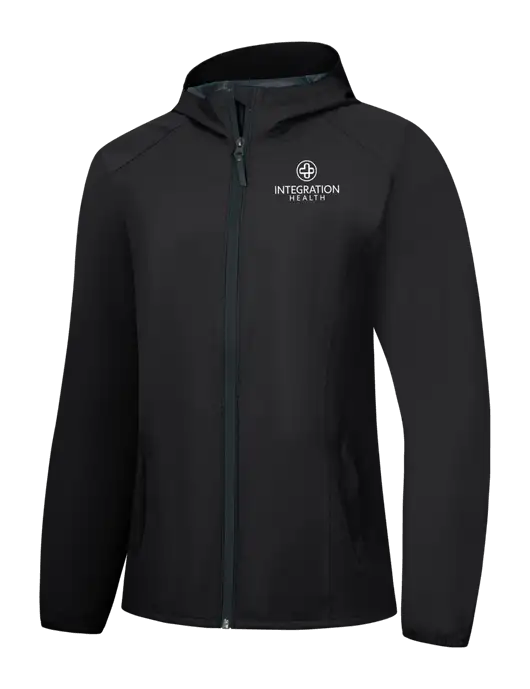Womens Black Essential Rain Jacket w/Integration Health Logo