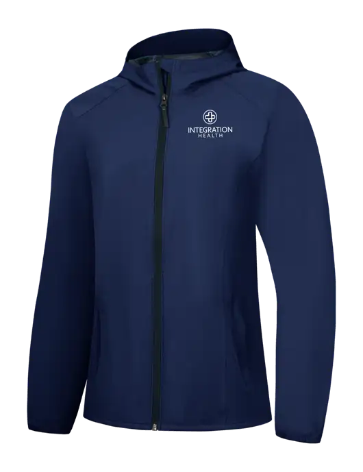 Womens Navy Essential Rain Jacket w/Integration Health Logo