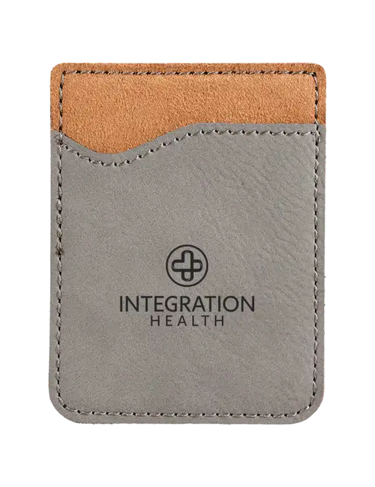 Grey Laserable Leatherette Phone Wallet w/Integration Health Logo