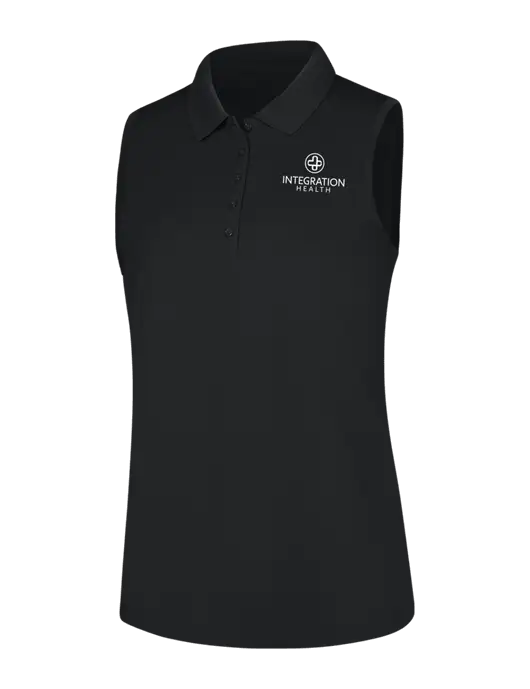 Womens Black Dry Zone UV Micro-Mesh Sleeveless Polo w/Integration Health Logo