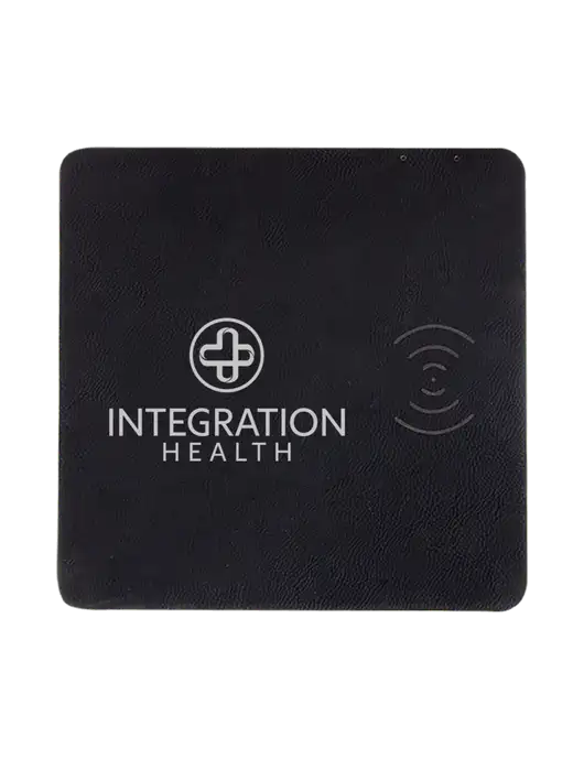 Black Laserable Leatherette Phone Charging Mat w/Integration Health Logo