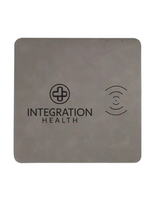 Grey Laserable Leatherette Phone Charging Mat w/Integration Health Logo