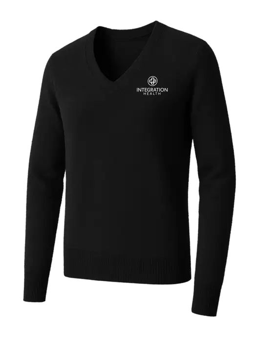 Brooks Brothers Womens Black Washable Merino V-Neck Sweater w/Integration Health Logo