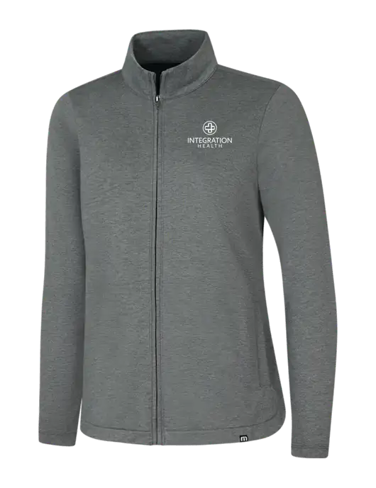 TravisMathew Womens Dark Grey Heather Coveside Full-Zip w/Integration Health Logo