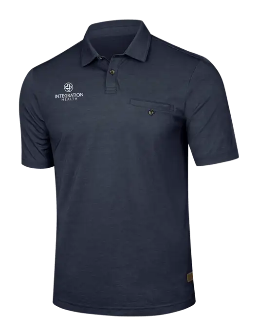 TravisMathew Navy Sunsetters Pocket Polo w/Integration Health Logo