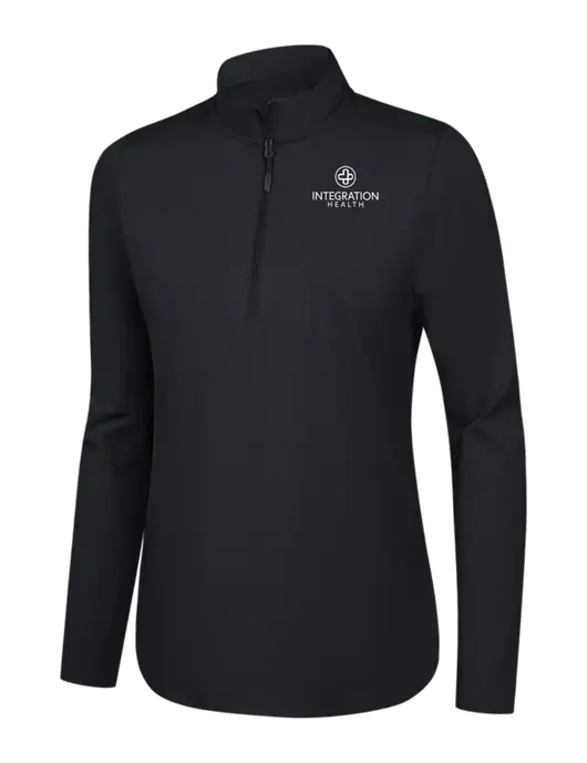  Womens Black C-FREE Double Knit 1/4-Zip w/Integration Health Logo