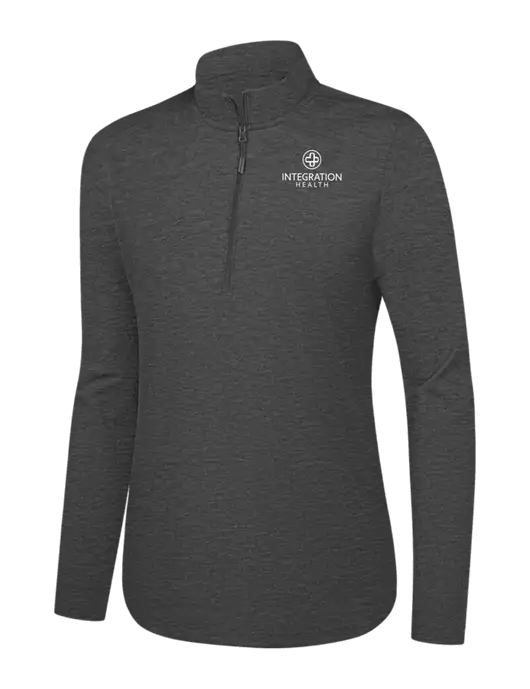  Womens Dark Grey Heather C-FREE Double Knit 1/4-Zip w/Integration Health Logo