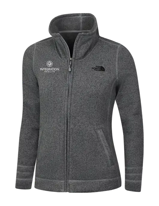 North Face Womens Medium Grey Heather Sweater Fleece Jacket w/Integration Health Logo