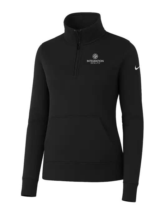 Nike Womens Black Club Fleece Sleeve Swoosh 1/2-Zip w/Integration Health Logo