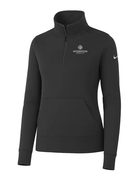Nike Womens Dark Grey Club Fleece Sleeve Swoosh 1/2-Zip w/Integration Health Logo