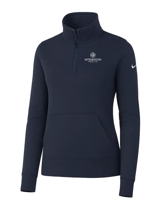 Nike Womens Dark Navy Club Fleece Sleeve Swoosh 1/2-Zip w/Integration Health Logo