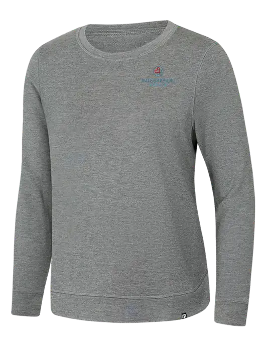 TravisMathew Womens Light Grey Heather Lightweight Long Weekend Crew w/Integration Health Logo