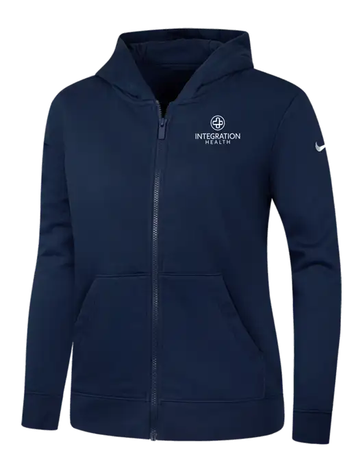 Nike Womens Club Fleece Sleeve Swoosh Full-Zip Dark Navy Hoodie w/Integration Health Logo