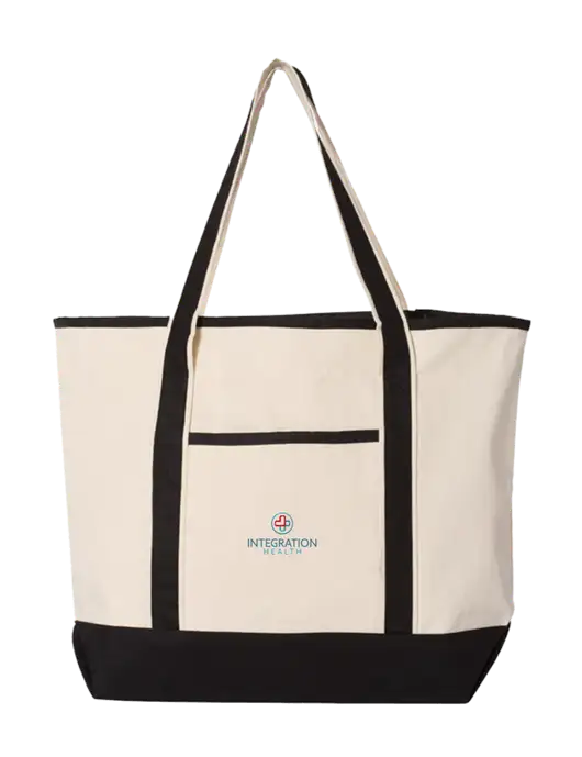 Natural/Black Large Canvas Deluxe Tote w/Integration Health Logo