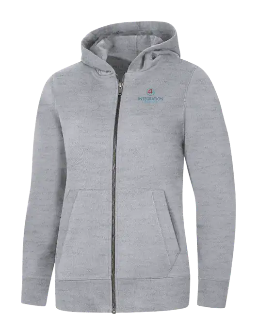 Womens Light Grey Heather Re-Fleece Full-Zip Hoodie w/Integration Health Logo
